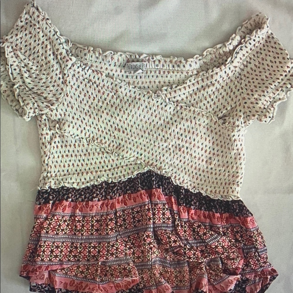 Patrons of Peace Multicolor Off-Shoulder Top